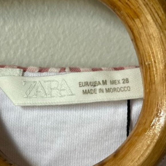 Zara Gingham Check Contrast T-shirt Women's Medium - Picture 5 of 7